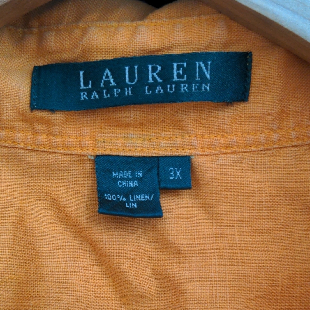 Ralph Lauren Women's Orange Button-Down Sleeveless Shirt - Picture 2 of 8